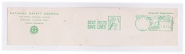 EMA Meter Frank Front Cover Cut Red Meter Mark Seat Belts Save Lives Pictograph Slogan US POSTAGE - Unfälle Und Verkehrssicherheit