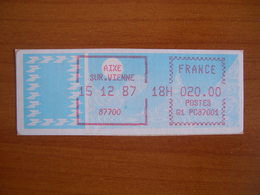 Vignette Distributeur  20.00 Aixe/Vienne (87) - 1985 « Carrier » Papier