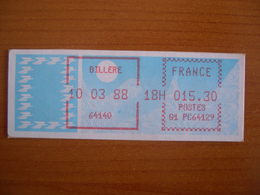 Vignette Distributeur  15.30 Billere  (64) - 1985 « Carrier » Paper