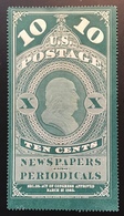RARE WITH PLATE NUMBER ! 1865 Newspaper And Periodical Stamps Scott PR6 MNG 1875 Reprint (US USA  Timbres Pour Journaux - Periódicos & Gacetas