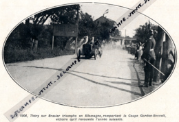 DOCUMENT PHOTO : En 1904, Théry Sur Brasier Triomphe En Allemagne, Remportant La Coupe Gordon-Bennett, Automobile - Unclassified