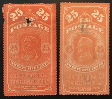 1865 Newspaper And Periodical Stamps 19th C. FORGERY TWO DIFFERENT Scott PR 3 (US USA FAUX FALSCH Timbres Pour Journaux - Periódicos & Gacetas