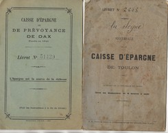 VIEUX PAPIERS 2 LIVRETS DE CAISSE D'EPARGNE  DAX 1936 TOULON  1884 - Sin Clasificación