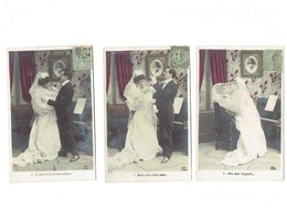 Carte Fantaisie - LOT 3 - MARIAGE - Les Nouveaux Mariés - Mariée Marié Piano - M.F. PARIS 1-2-5 - Noces