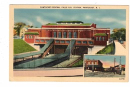 PAWTUCKET, Rhode Island, USA, Pawtucket-Central Falls Railroad Station / Depot,  Old Linen Berger Bros  Postcard - Pawtucket