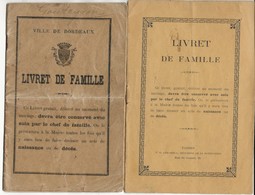 VIEUX PAPIERS 2 LIVRETS DE FAMILLE DE BORDEAUX 1909 Et TARBES 1905 - Sin Clasificación