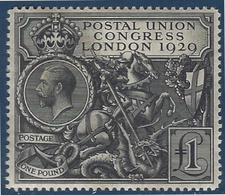 Grande Bretagne Georges V N°183* 1 Livre Noire Superbe Et RR Signé Calves - Unused Stamps