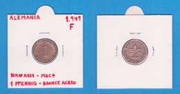 ALEMANIA / DEUTSCHLAND / GERMANY  1 PFENNING 1.949 F Bronce Acero KM# A101 MBC+/VF+ DL-12.365 - 1 Pfennig