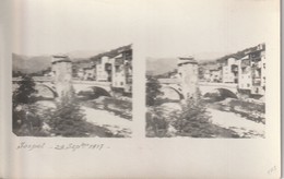 CARTE PHOTO STEREOSCOPIQUE SOSPEL 29/9/1917 Le Vieux Pont Vue Sur Le Village Rivière - Sospel