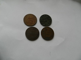Lot  De  4 Monnaies   -   20 Reis  1891  --10 Aepta  1869 - 10 Centisimi  1966 - Penny 1875 - Vrac - Monnaies
