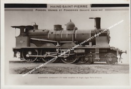 PHOTO HAINE SAINT PIERRE LOCOMOTIVE COMPOUND 6 ROUES COUPLEES ET BOGIE TYPE PARIS-ORLEANS - Trains