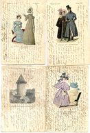 Journal Des Demoiselles - Modes De Paris - Lot De 4 Cartes - Année 1821,18401837, Tour J D'Arc Rouen - Mode