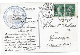 WWI CHALONS A CUISEAUX 1915 - TAMPON HOPITAL TEMP N°17 COLLEGE MUNICIPAL 6 REGION - RICHARD CPA MILITAIRE CORRESPONDANCE - Oorlog 1914-18