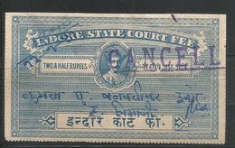 Indore / Holkar State Two & Half Rupee, Court Fee Revenue Type 14, India Inde Indien Revenue Fiscaux - Holkar