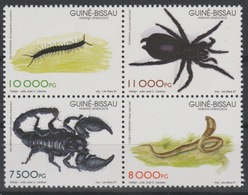 Guiné-Bissau Guinea Guinée Bissau 1997 Mi. 1252 - 1255 Poisonous Animals Fauna Block Of 4 Serpent Snake Scorpion Spider - Schlangen