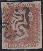 GRAN BRETAGNA    1841   1p RED USED  LARGE MARGIN  SUPERB STAMP PL.26 AB BLACK MC - Used Stamps