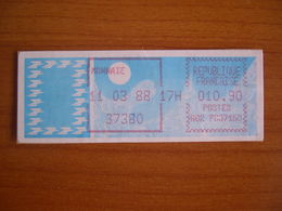 Vignette Distributeur  10.90 Monnaie (37) - 1985 « Carrier » Papier