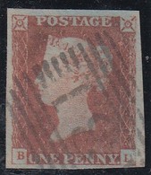 GRAN BRETAGNA    1841   1p RED USED  LARGE MARGIN  SUPERB STAMP PL.74 CANCELLED A SCOTTISH TYPE 1844 - Used Stamps