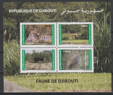 Djibouti Dschibuti 2012 Mi. Bl. 166 ** Neuf MNH Faune Fauna Leopard Panther Autruche Ostrich Strauß Bird Oiseau Gerenuk - Big Cats (cats Of Prey)