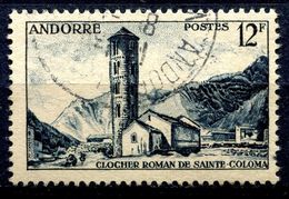 N° Yvert & Tellier 142 - Timbre D'Andorre Français (1955-58) (Oblitéré) - Paysages - Clocher De Ste Coloma - Usati