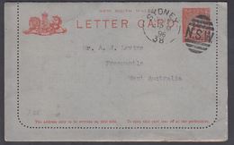 1896. NEW SOUTH WALES AUSTRALIA  1½ PENNY LETTER CARD To Freemantle, West Australia .... () - JF311587 - Lettres & Documents