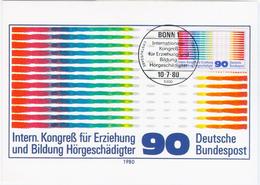 Germany Deutschland 1980 Maximum Card, Internationaler Kongress Fur Erziehung Und Bildung Horgeschadigter, Bonn - 1961-1980