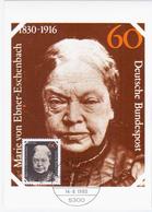 Germany Deutschland Austria 1980 Maximum Card, Marie Von Ebner-Eschenbach, Austrian Writer, Canceled In Bonn - 1961-1980