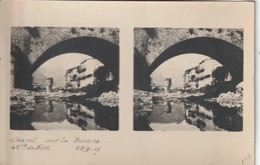CARTE PHOTO STEREOSCOPIQUE SOSPEL 29/9/1917 Le Vieux Pont SUR LA BEVERA - Sospel
