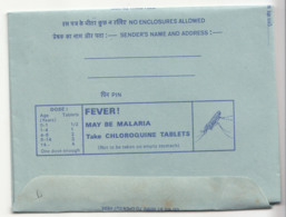 Unused 20p Peacock  Inland Letter, 'FEVER May Be Malaria Take Chloroquine Tablet' Health, Disease, Pharmacy - Inland Letter Cards