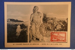 501 ALGERIE CARTE 1955 CONGRES DE  MEDECINE ALGER - Briefe U. Dokumente