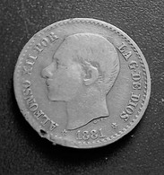 ESPAGNE 50 CENT 1881 ALFONSO XII  ARGENT  (B17 32) - Monedas Provinciales