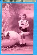 NY608, Joyeuses Pâques, Enfant Panier, Poule, PC  Paris 2677, Circulée 1929 - Pâques