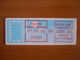 Vignette Distributeur  5.00 Toulouse A Bernard  (31) - 1985 Carta « Carrier »