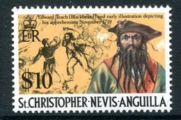 St Kitts, Nevis & Anguilla 1973-74 Pirates - New Wmk. - $10 Blackbeard MNH (SG 280) - St.Christopher-Nevis & Anguilla (...-1980)