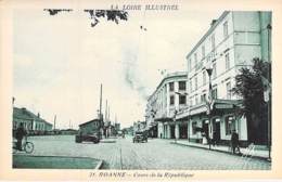 42 - ROANNE : Cours De La République ( Grand Hotel - Gare ? - Automobile ) CPA - Loire - Roanne