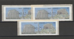 FRANCE - 3 VIGNETTES 0,45€, 0,50 €  ET 0,75€ - PARIS - ATHENES - 58EME SALON PHILATELIQUE D'AUTOMNE 2004 - 1999-2009 Illustrated Franking Labels