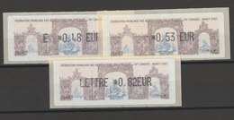 FRANCE - 3 VIGNETTES 0,48€, 0,53 €  ET 0,82€ - FEDERATION FRANÇAISE DES ASSOCIATIONS PHILATELIQUES CONGRES NANCY 2005 - 1999-2009 Illustrated Franking Labels