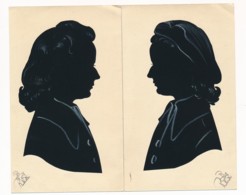 Lot De 2 CPA Illustrateur REX COWGILL Silhouettes Découpées 2 Soeurs - Autres & Non Classés