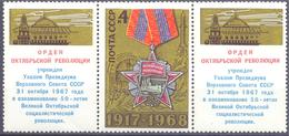 1968. USSR/Russia, 51st Anniv. Of October Revolution, The Order, 1v With 2 Labels, Mint/** - Nuovi