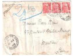 PARIS 115 Rue Des Saints Pères Lettre Pneumatique 15F Gandon Rouge Yv 813 Ob 30 6 1950 Dest Banlieue Montreuil - Storia Postale