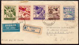 YUGOSLAVIA 1950 Airmail Week, Ruma Set On Registered FDC To New Yprk.  Michel 611-15 - FDC