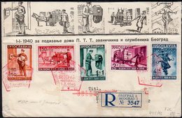 YUGOSLAVIA 1940 Belgrade PTT Employees Home On Registered FDC.  Michel 408-12 - FDC