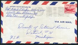 1953 Iceland US Army Postal Service A.P.O. 81 Fieldpost Military Cover - Detroit USA - Brieven En Documenten