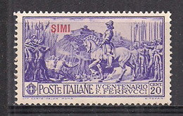 COLONIE ITALIANE 1930 EGEO - SIMI FERRUCCI SASS. 12 MNH XF - Egée (Simi)