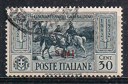 COLONIE ITALIANE1932 EGEO - SIMI GARIBALDI SASS. 20 USATO VF - Aegean (Simi)