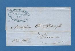 BOUCHES DU RHONE MARSEILLE ACHEMINEUR 1847 Pour LIVOURNE - Schiffspost