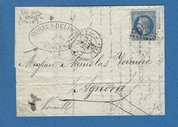 BOUCHES DU RHONE MARSEILLE  ACHEMINEUR 1869 écrite à NAPLES - Correo Marítimo