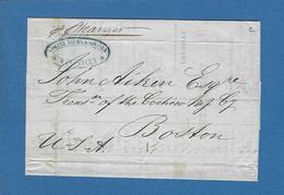 BOUCHES DU RHONE MARSEILLE  ACHEMINEUR 1853 Pour BOSTON - Poste Maritime