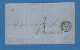 BOUCHES DU RHONE MARSEILLE ACHEMINEUR 1856 écrite à NEW YORK - Correo Marítimo