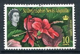 St Kitts, Nevis & Anguilla 1963-69 QEII Pictorials - 10c Hibiscus Used (SG 136) - St.Cristopher-Nevis & Anguilla (...-1980)